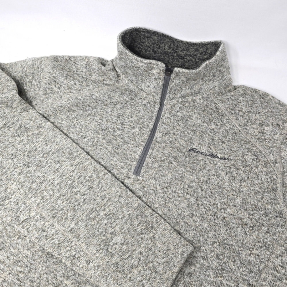 Eddie Bauer 1/4 Zip Pullover Fleece Heather Beige Mock Neck Men's Size‎ Large.